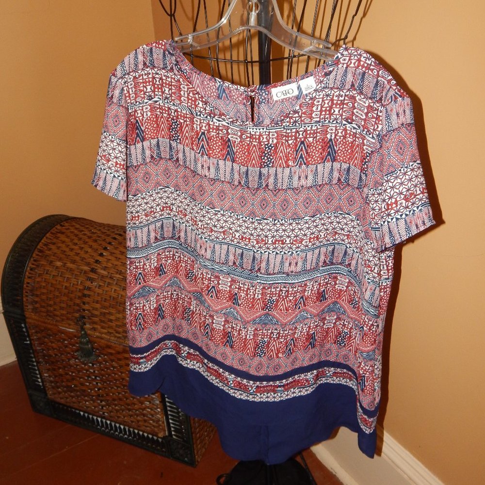 CATO Ladies Tunic Faux Layered Look Blouse - Top - Shirt  Size L